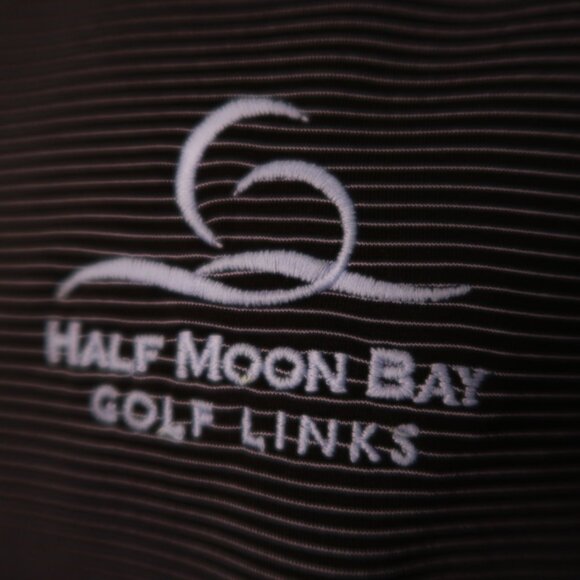 Half Moon Bay Peter Millar Summer Comfort Gray Pinstriped Polo (L) OMG! ⛳️ - Picture 6 of 7